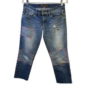 Joe's Jeans Blue Distressed Cropped Jeans